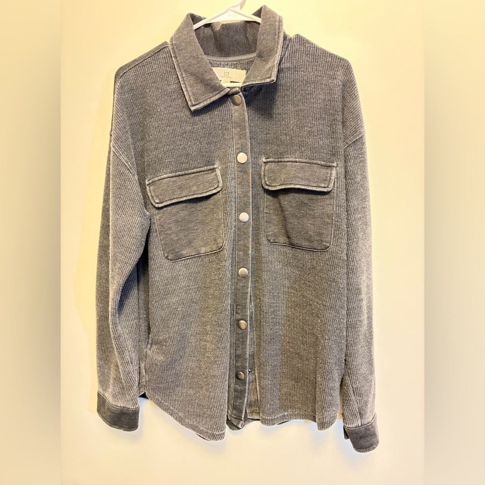 Thread & Supply Charcoal Shacket Top